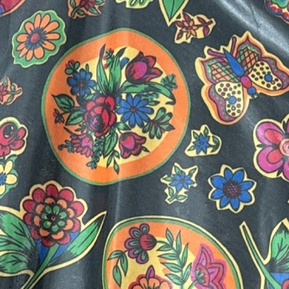 Rare Vintage Lip Service Los Angeles poly coated butterfly  floral groovy pants - Picture 2 of 12